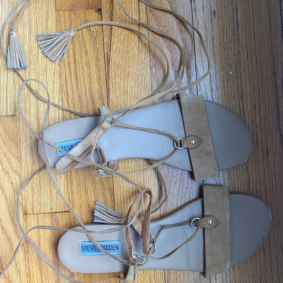 Ankle lace up nude sandals Steve Madden 8.5/9 - Picture 1 of 3